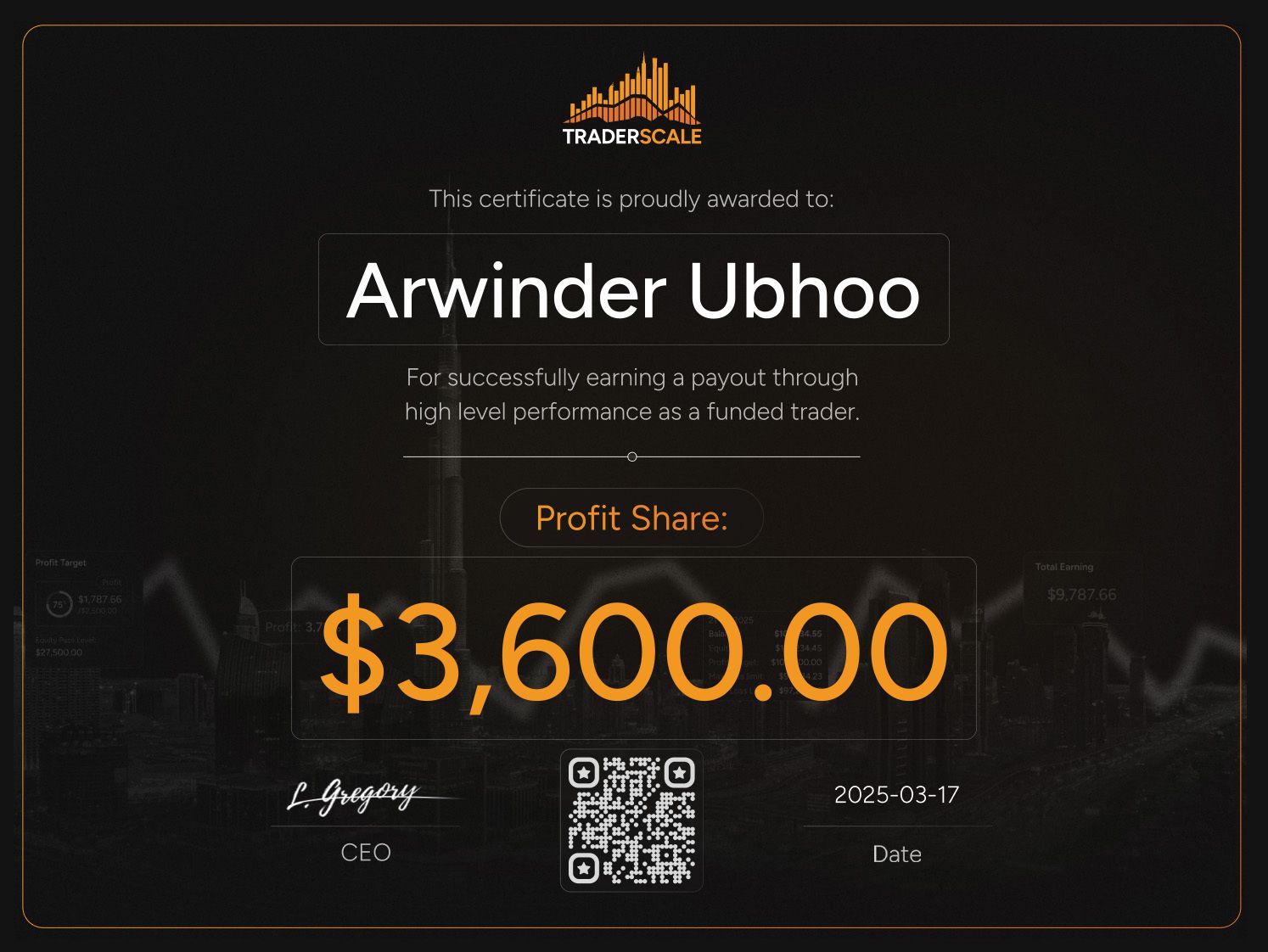 Traderscale Certificate
