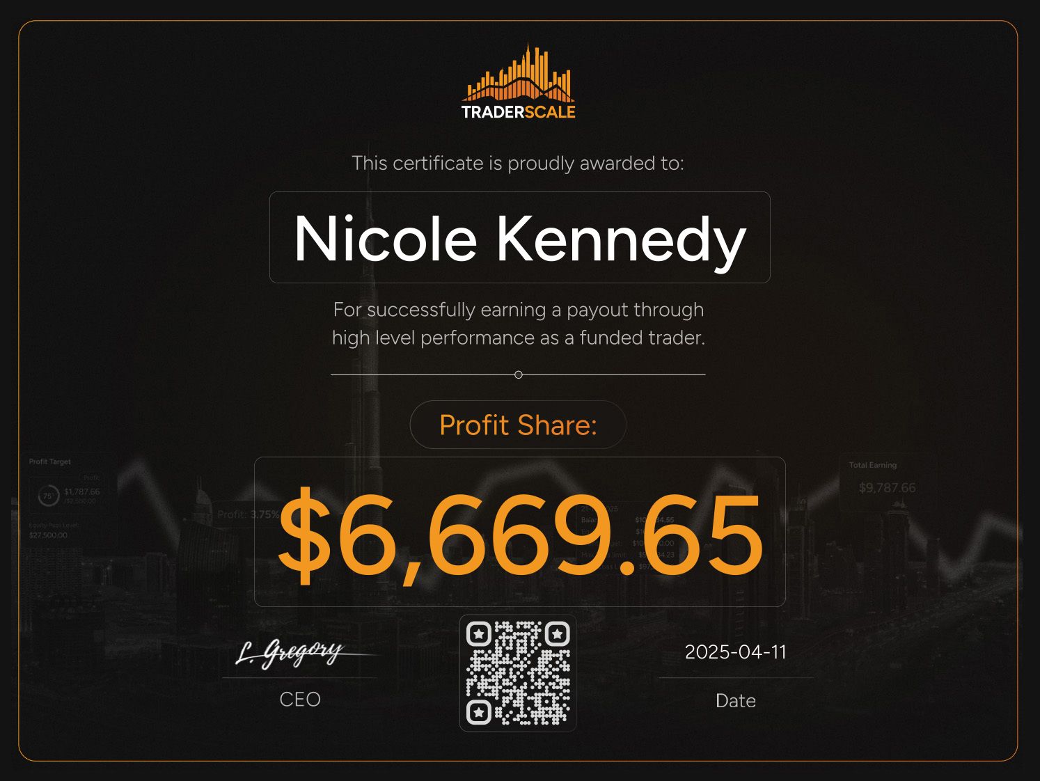 Traderscale Certificate