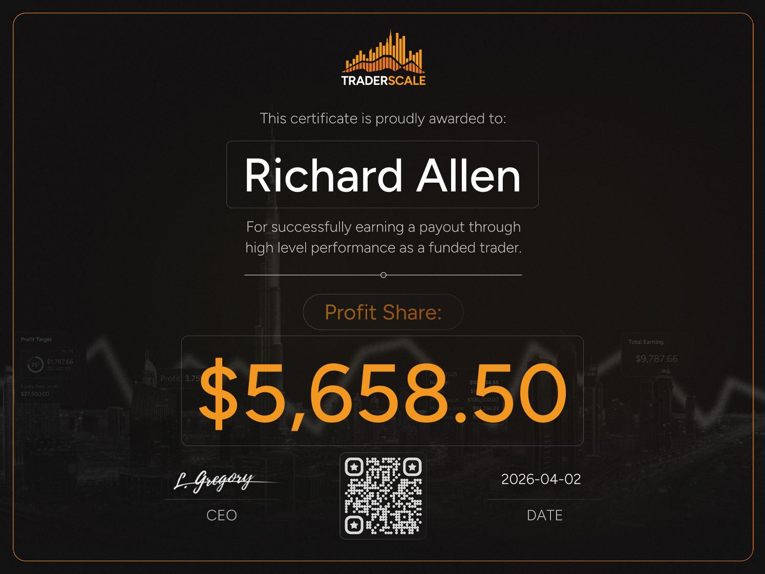 Traderscale Certificate