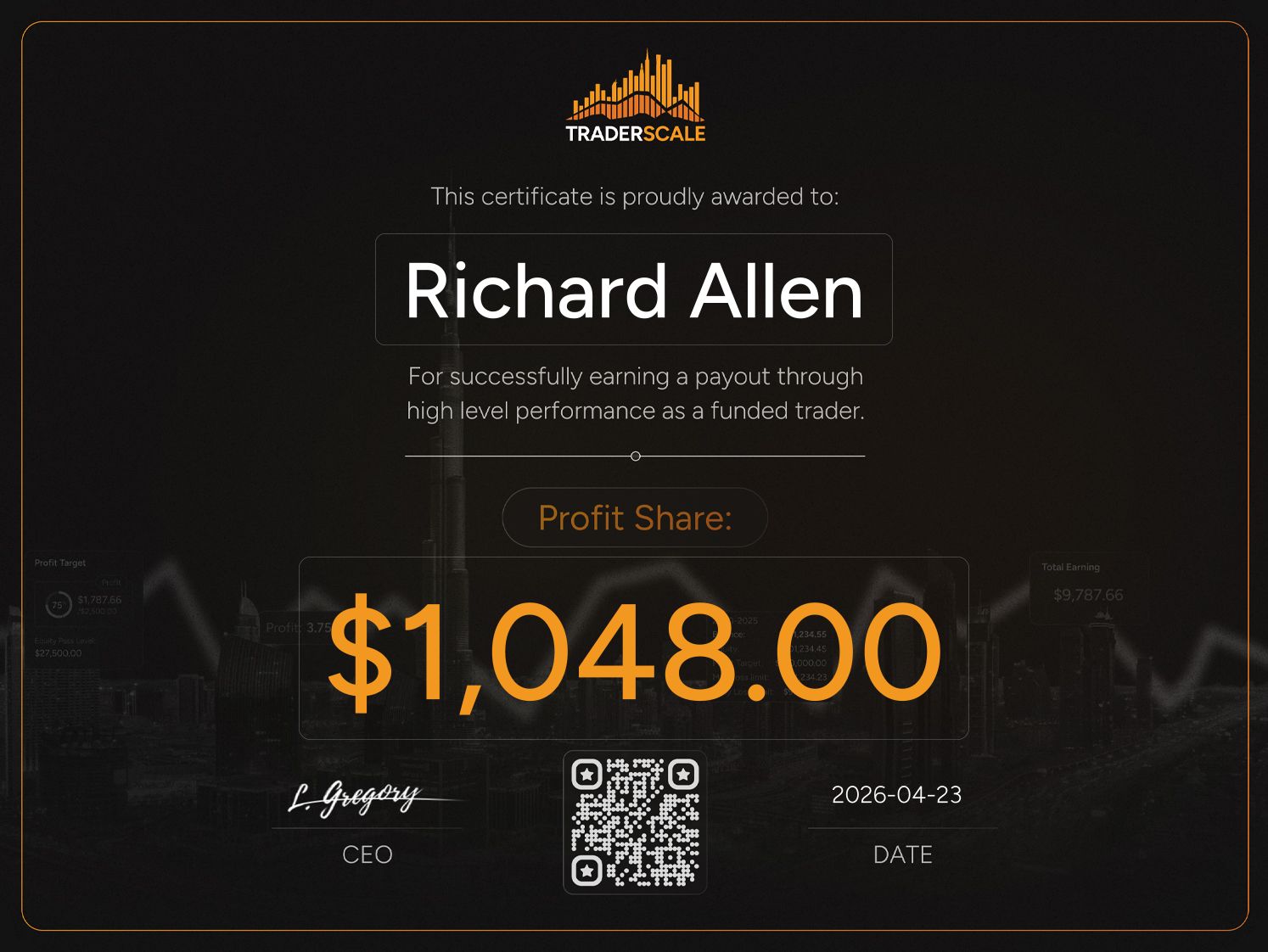 Traderscale Certificate