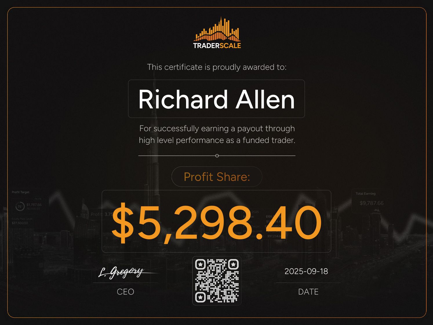 Traderscale Certificate