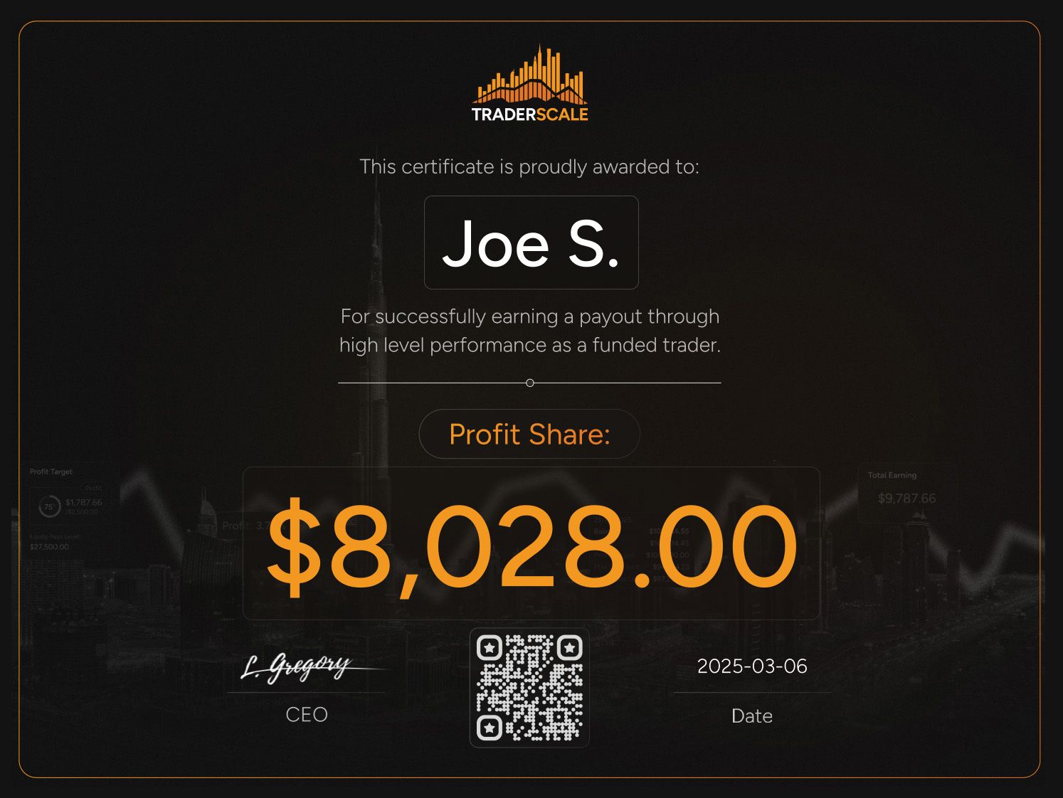 Traderscale Certificate