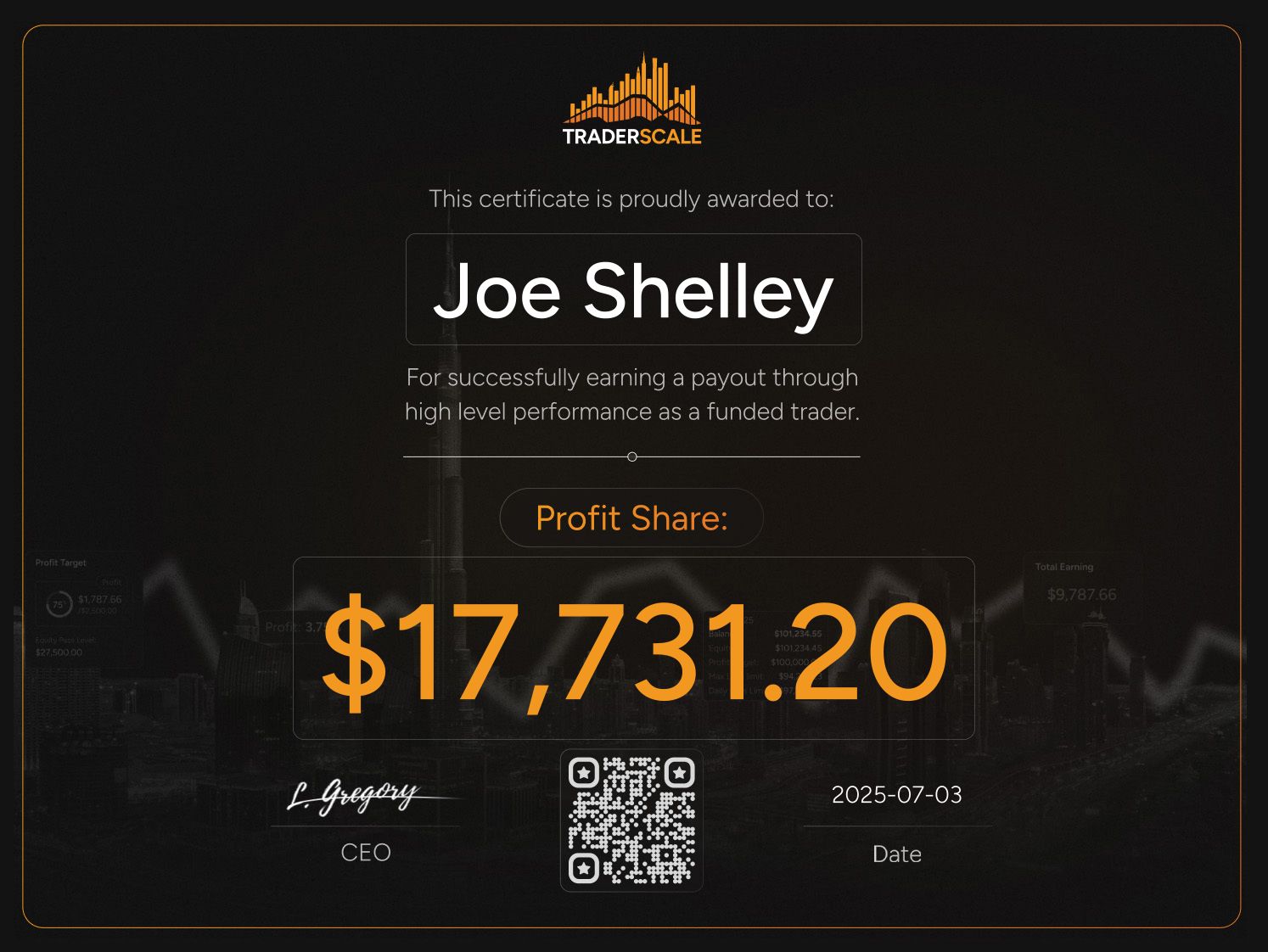 Traderscale Certificate