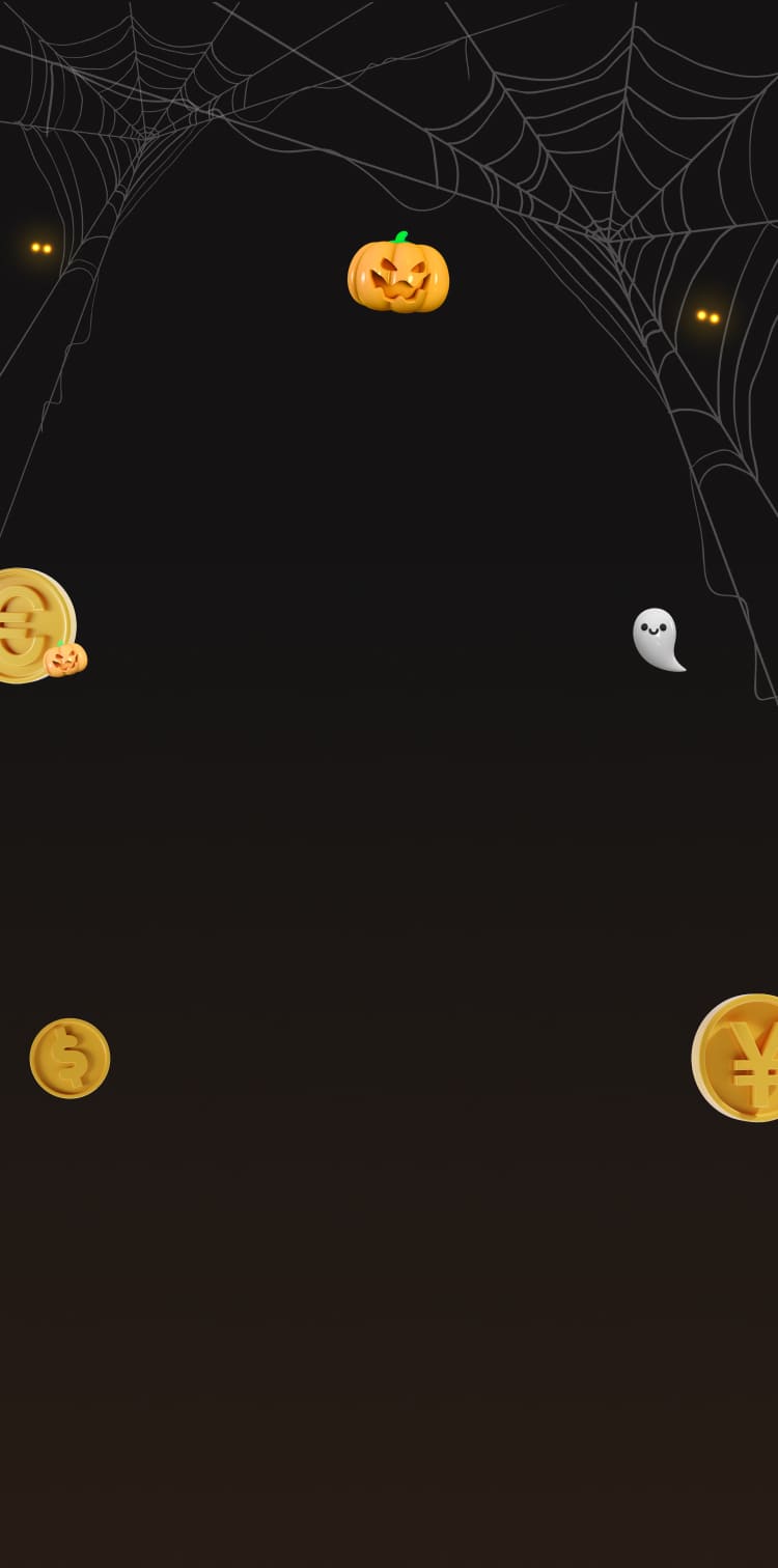 Gold coins floating on spider web
