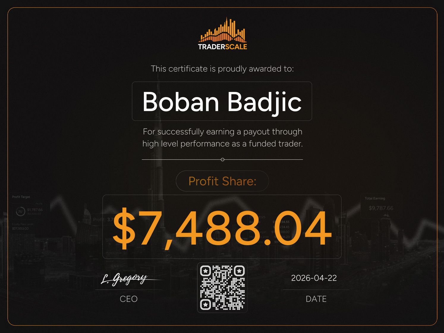 Traderscale Certificate