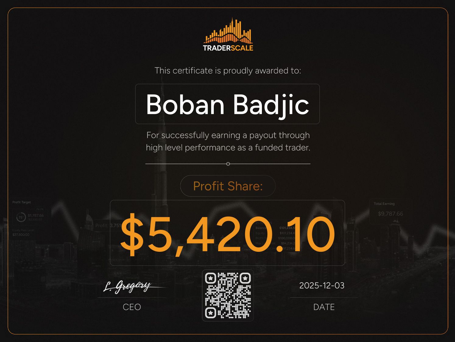 Traderscale Certificate