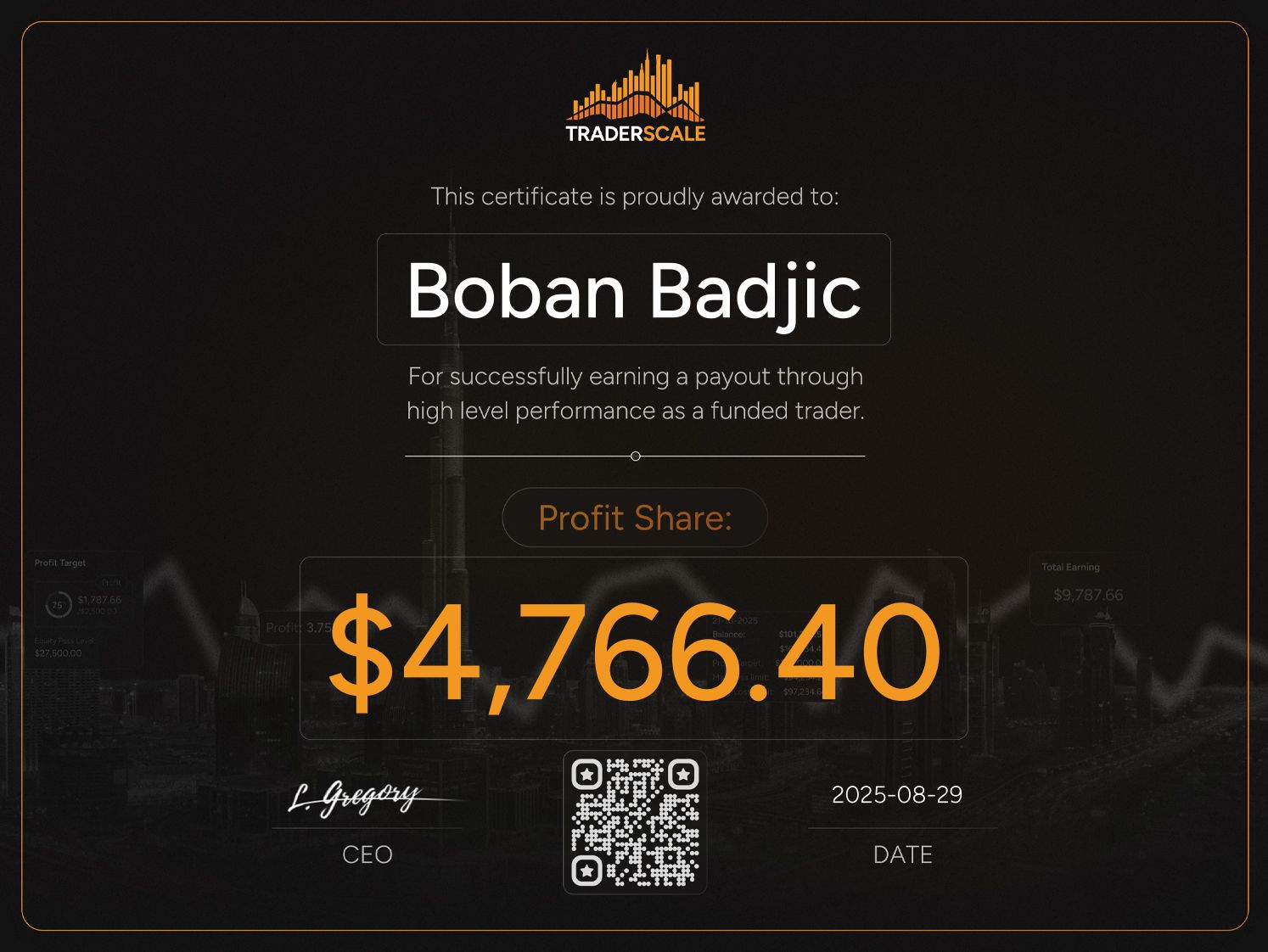 Traderscale Certificate